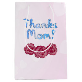 Sacola Para Presentes Média Obrigados Mãe com Flor de Cravos para o Dia das Mã