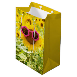Sacola Para Presentes Média Óculos De Sol Rosa No Girassol