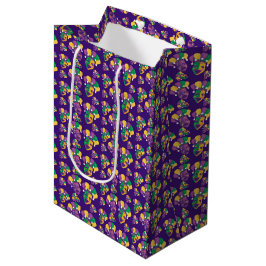 SACOLA PARA PRESENTES MÉDIA ÓDIGOS DOURADOS MARDI GRAS-JESTERS VERDE PURPOS