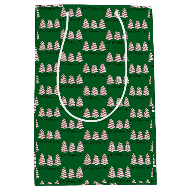 Sacola Para Presentes Média Oh Christmas Tree Little Debbie Cakes Gift Bag (Frente)
