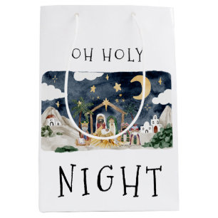 Sacola Para Presentes Média Oh, Santa Noite, Natal Africano Americano