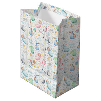 Sacola Para Presentes Média Olá Bebê – Anúncio de Nascimento em Aquarela