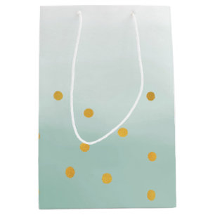 Sacola Para Presentes Média Olá, Dourada Mint Confetti Ombre