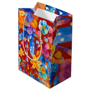 Sacola Para Presentes Média Olá, Tempo de Felicidade de Primavera, Cor Floral