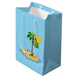 Sacola Para Presentes Média Olá Verão Sol Retro Círculo Vintage Praia