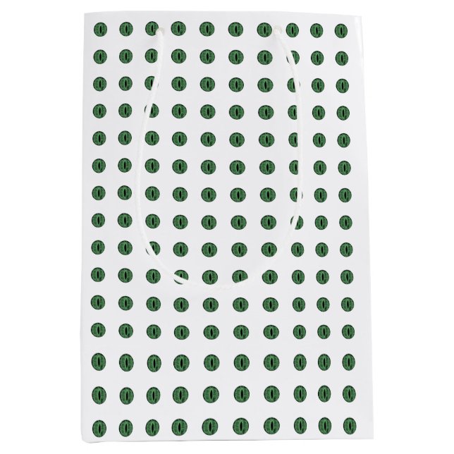 Sacola Para Presentes Média Olhos de Bolinhas Verde do Halloween (Frente)