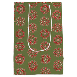 Sacola Para Presentes Média Olive green rosemaling