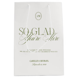 Sacola Para Presentes Média Olive Verde Elegante Moderno Casamento Bem-vindo