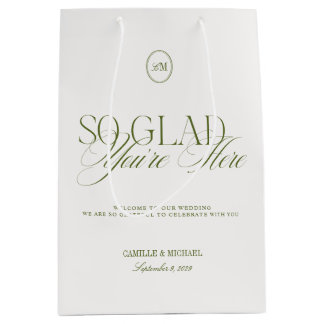 Sacola Para Presentes Média Olive Verde Elegante Moderno Casamento Bem-vindo