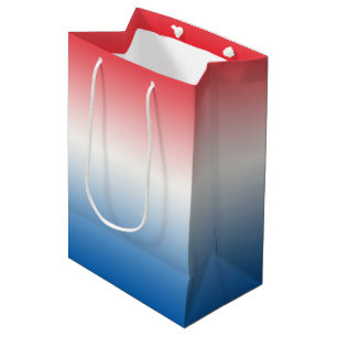 Sacola Para Presentes Média Ombre branco & azul vermelho