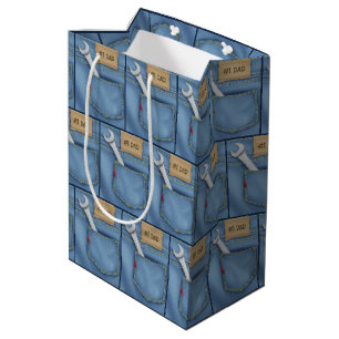 Sacola Para Presentes Média Onch PAI Nº 1 Em Jean Pocket