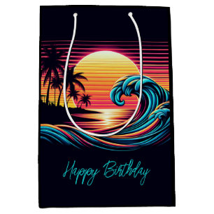 Sacola Para Presentes Média Onda do Surf Retroativo Sunset