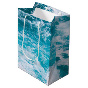 Sacola Para Presentes Média Ondas do Oceano Azul