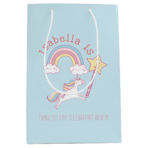 Sacola Para Presentes Média Ontem de Magia do Unicorn Colorida Personalizável