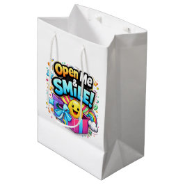 Sacola Para Presentes Média Open Me & Smile Gift Bag – Fun Party Illustration