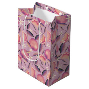 Sacola Para Presentes Média Orange Grove, padrão de creme elegante, citrinos