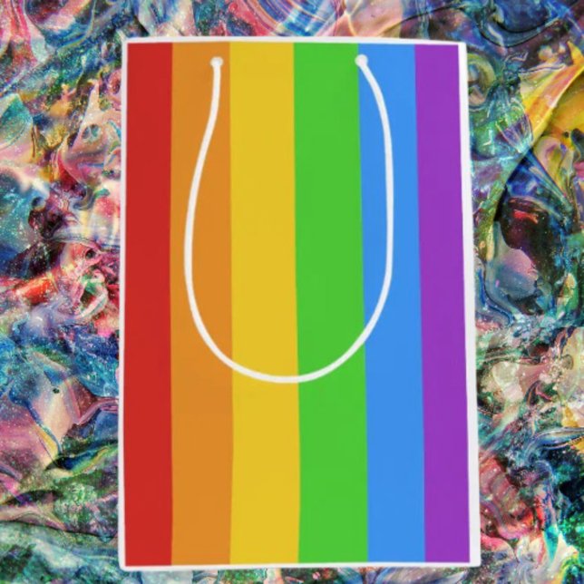 Sacola Para Presentes Média Orgulho em todas as faixas (Criador carregado)