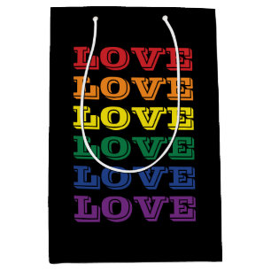 Sacola Para Presentes Média Orgulho gay LGBTQ Adoro Texto Repetido Personalizá