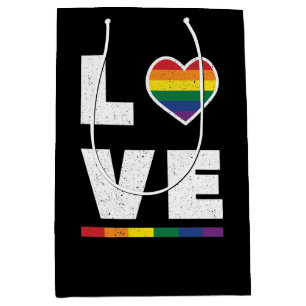 Sacola Para Presentes Média Orgulho gay LGBTQ Sinalizador Distúrbio do Amor Gr