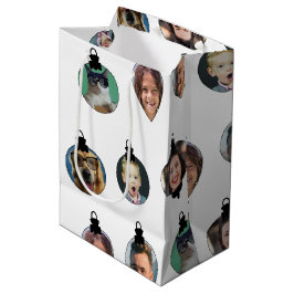 Sacola Para Presentes Média Ornamentos de Fotos da Família Engraçada de Natal 