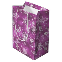 Sacola Para Presentes Média Orquídea Rosa Prettiest Snowflakes ID846