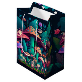 Sacola Para Presentes Média Os elfos mágicos bonitos brincam sob o saco de pre