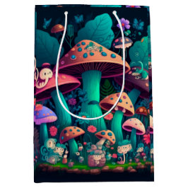 Sacola Para Presentes Média Os elfos mágicos bonitos brincam sob o saco de pre