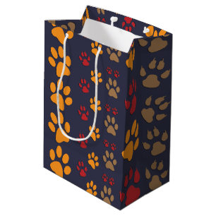 Sacola Para Presentes Média Os impressões da pata do cão & do gato projetam