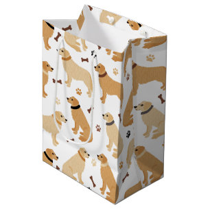 Sacola Para Presentes Média Ossos do ouro e patas Saco de Presente Médio