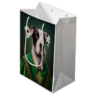 Sacola Para Presentes Média Ótimo cachorro dinamarquês na Rua. Vestido do dia