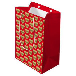 Sacola Para Presentes Média Ouro Elegante Dia de os namorados Vermelho Colorid