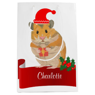 Sacola Para Presentes Média Ouro Hamster personalizado