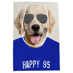Sacola Para Presentes Média Ouro Retriever 95.º Aniversário - Saco médio de