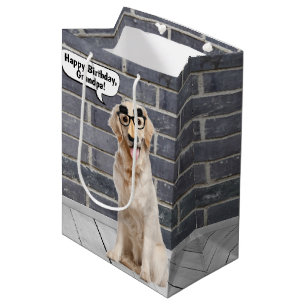 Sacola Para Presentes Média Ouro Retriever com Noite de Máscara Engraçado
