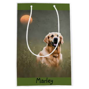 Sacola Para Presentes Média Ouro Retriever Gift Bag