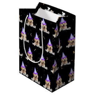 Sacola Para Presentes Média Ouro sempre faz aniversário com confetti