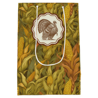 Sacola Para Presentes Média Outono Milho e Peru William Morris Vintage