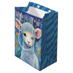 Sacola Para Presentes Média Ovelhas bonitinhas em Primavera