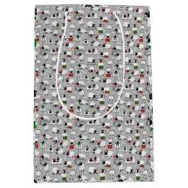 Sacola Para Presentes Média Ovinos de Natal Festivos