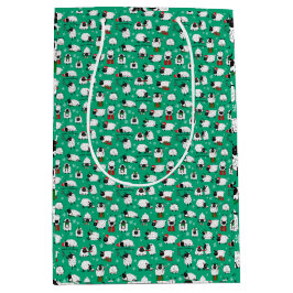 Sacola Para Presentes Média Ovinos de Natal Festivos