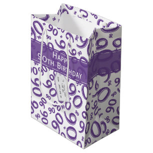 Sacola Para Presentes Média Padrão 90 aleatório de número aleatório feliz Roxo