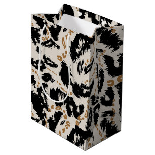 Sacola Para Presentes Média Padrão Abstrato de Leopardo Africano Boêmio