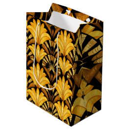 Sacola Para Presentes Média Padrão Abstrato Geométrico Neo Deco Dourado