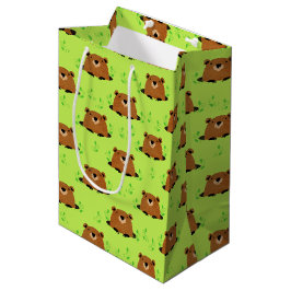 Sacola Para Presentes Média Padrão Adorável de Groundhog Woodland