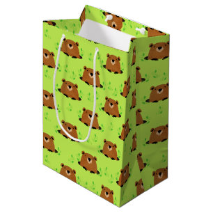 Sacola Para Presentes Média Padrão Adorável de Groundhog Woodland