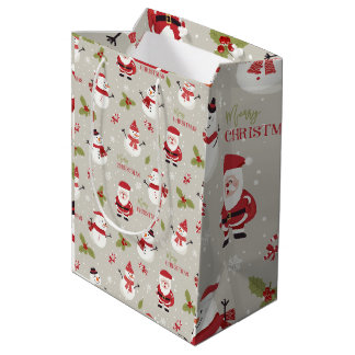 Sacola Para Presentes Média Padrão Alegre Natal & Boneco de Neve