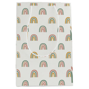 Sacola Para Presentes Média Padrão arco-íris scandi boho atenuado