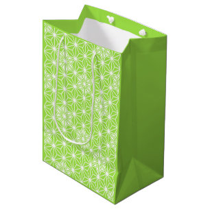 Sacola Para Presentes Média Padrão Asanoha japonês - verde limão leve