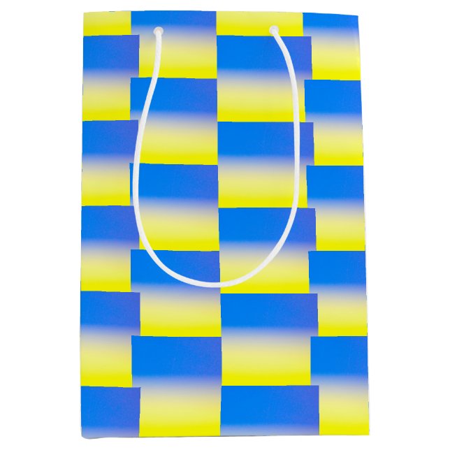 Sacola Para Presentes Média Padrão azul e amarelo Ucrânia inspirado na paz (Frente)