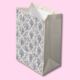 Sacola Para Presentes Média Padrão Azul Toile de Jouy País Francês 